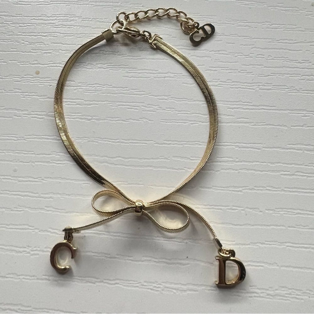 Christian Dior CD Bow Gold Tone Bracelet - Like New*